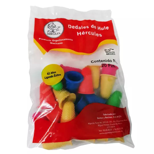 Dedal Hercules de hule no. 11 colores su rtidos. bolsa con 20 piezas