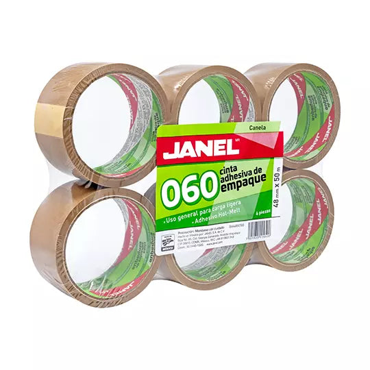 Cinta empaque línea 060 canela JANEL 48x 50 con 6 piezas