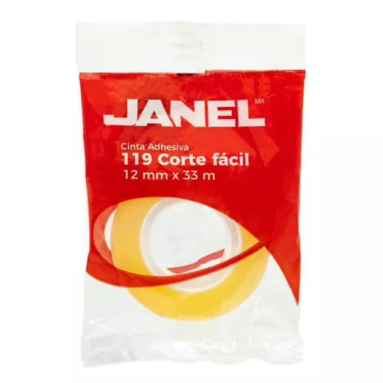 Cinta Janel Adhesiva Corte Fácil 119 12mmx33m Transparente 1 Pza