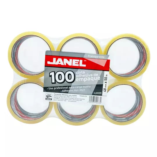 Cinta Janel 155 Empaque Transparente 48mmx50m Paquete C/6 Pzas