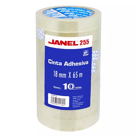 Cinta adhesiva económica línea 255 JANEL 18x65 con 10 piezas