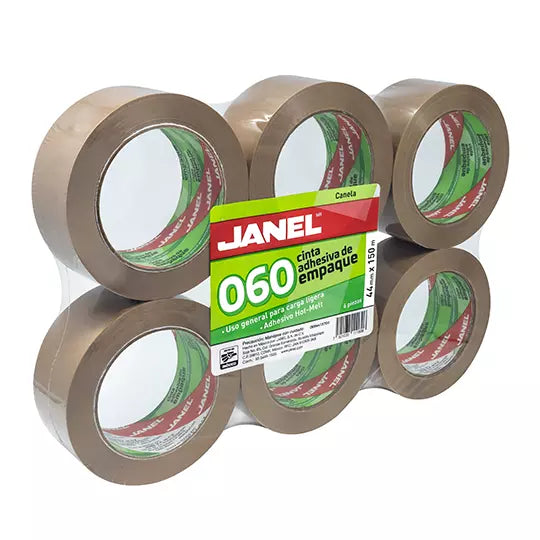 Cinta empaque línea 060 canela JANEL 44 x150 con 6 piezas