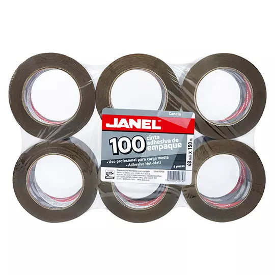 Cinta Janel 156 Empaque Canela 48mmx150m Paquete C/6