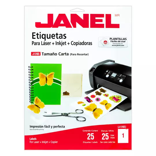 Etiquetas Adhesivas Janel Láser J-5165 216x279mm C/25
