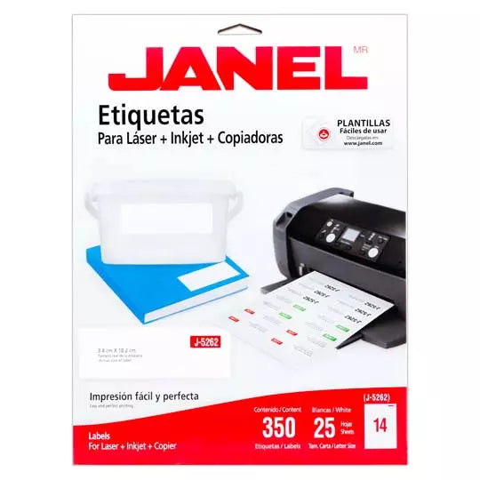 Etiquetas Adhesivas Janel Láser J-5262 34x102mm C/350