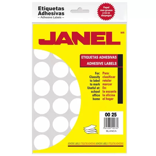 Etiqueta blanca JANEL clasica no. 12 con 700 etiquetas de 25mm