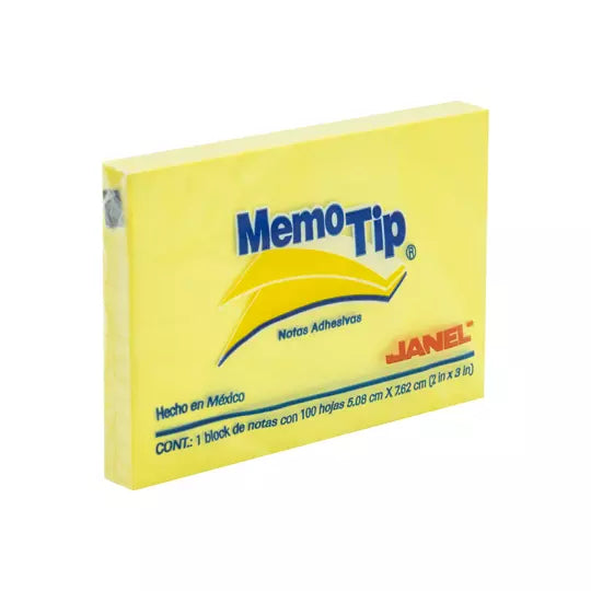 Notas adhesivas Memo Tip amarillo 2x3 pu lg 1 block con 100 hojas