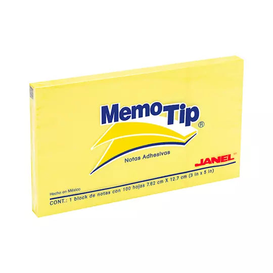 Notas Adhesivas Memo Tip amarillo 3x5 pu lg de 7.62cm x 12.7cm 1 block con 100
