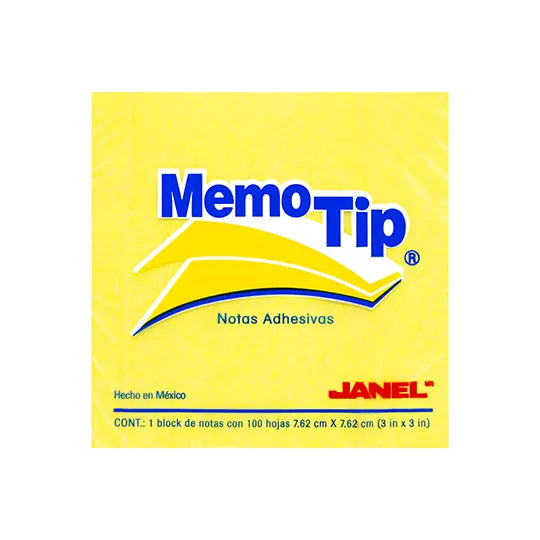 Notas Adhesivas Memo Tip amarillo 3x3 pu lg 1 block con 100 hojas