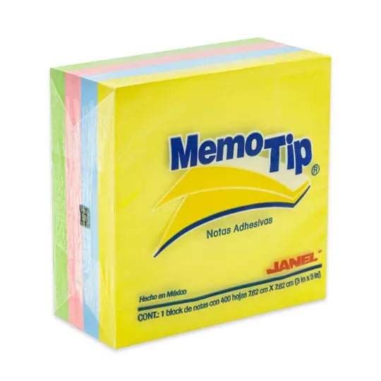 PAPELETA JANEL MEMO TIP 54P 3X3 CUBO PASTEL C/400