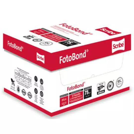 Caja de papel bond Fotobond Scribe tamañ o carta 95% de blancura 75gr.