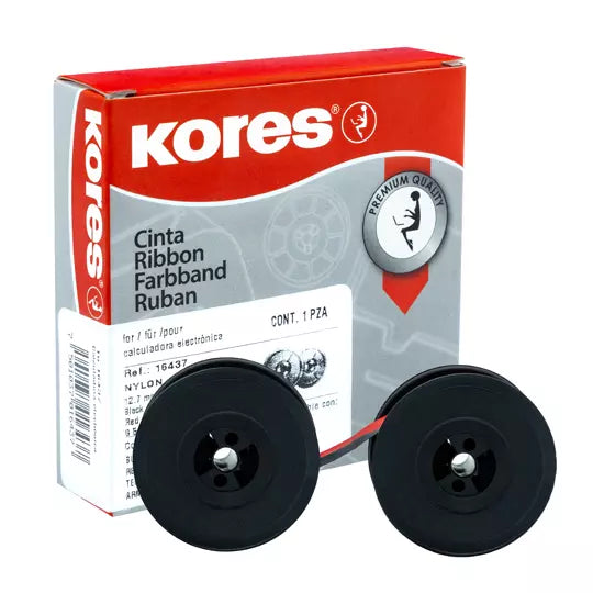 Cinta para calculadora Kores modelo 241, 12.7 mm x 4m, color negro-rojo, 1 pieza