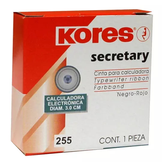 Cinta para calculadora kores modelo 255, bicolor negro-rojo, 1 pieza