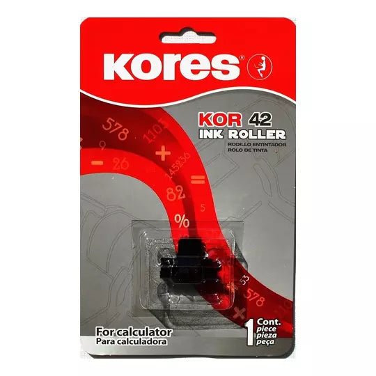 RODILLO ENTINTADOR KOR-42 KORES BICOLOR NEGRO Y ROJO BLISTER 1 PZ