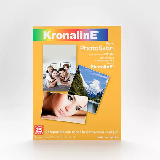 Papel fotográfico Kronaline satín tamaño carta paquete con 25 hojas