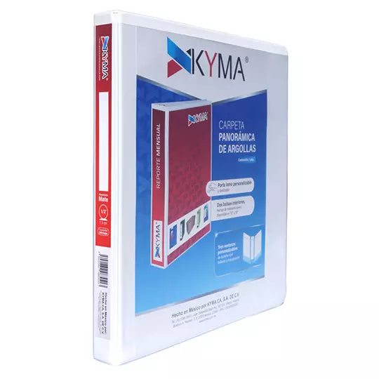 Carpeta panoramica KYMA carta cubierta m ate herraje en "O" de 0.5 pulgada