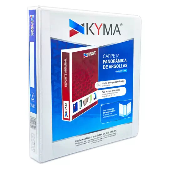 Carpeta panorámica KYMA carta blanca her raje en "O" de 1 pulgada