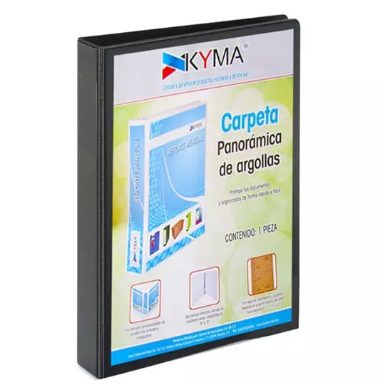 Carpeta KYMA panoramica de vinil 1 pulga da arrillo en O negra 1 pieza