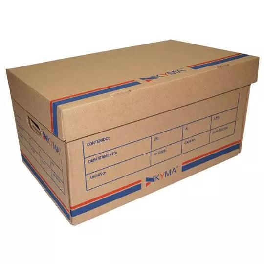 Caja de archivo oficio larga de cartón K YMA 1 pieza. Largo: 62x36.5x26cm