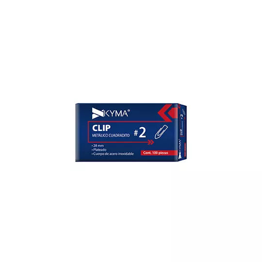 Clip metálico kyma cuadradito no.2 28mm c/100 pzs