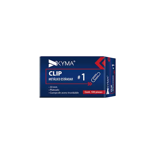 Clip metálico kyma estándar no.1 33mm c/ 100 pzs
