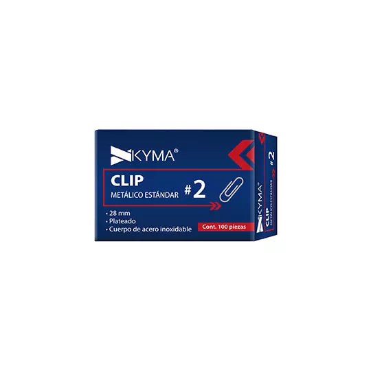 Clip metálico kyma estándar no.2 28mm c/ 100 pzs