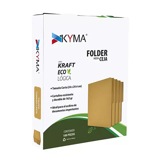 Folder KYMA Tamaño Carta Kraft Cajilla c on 100 piezas