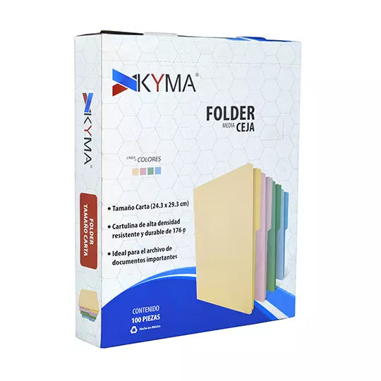 Folder KYMA Tamaño Carta Color Crema Caj illa con 100 piezas
