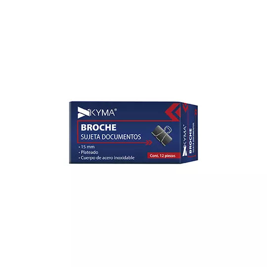 Sujeta documentos kyma binder 15mm c/12 pzs