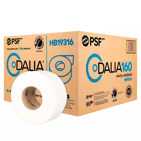 Papel Higiénico blanco Dalia, caja c/12 bobinas jr 160 m c/u