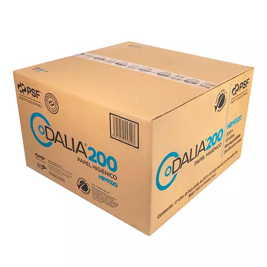Papel Higiénico blanco Dalia, caja c/12 bobinas 200 m c/u jr