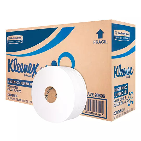 Papel Higiénico blanco Kleenex, caja c/1 2 bobinas 300m jumbo jr mod 90606