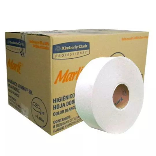 Papel Higiénico blanco Marli,caja c/6 bo binas jumbo 360 m mod 90532