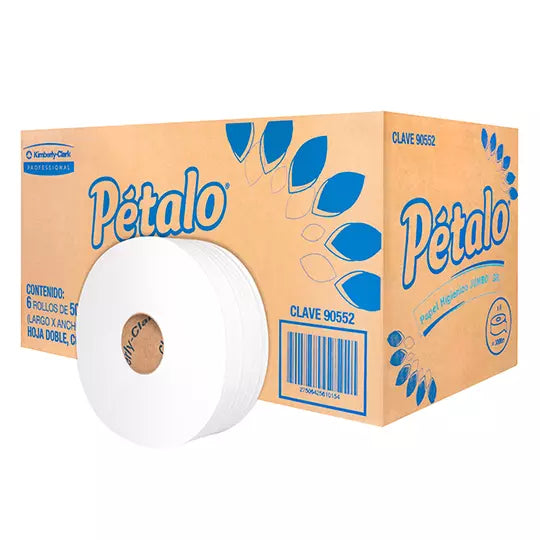 Papel Higiénico blanco Petalo, caja c/ 6 bobinas 500m jumbo mod 90552