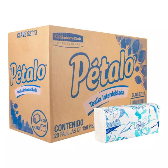 Toalla interdoblada Petalo mod 92113, ca ja c/ 20 paq. 150 hjs