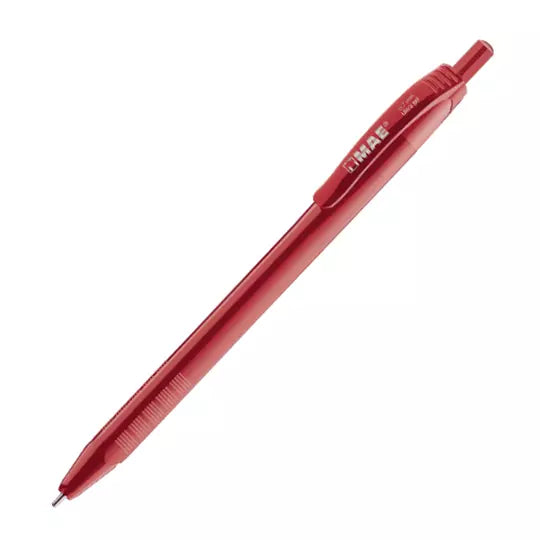 Boligrafo retractil MAE rojo punto fino 0.7mm caja con 12 pz