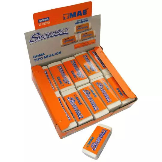Goma tipo migajon mae caja con 20 piezas .