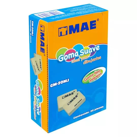 Goma tipo migajon mae caja con 20 piezas .