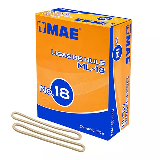 Liga de hule mae no. 18 caja con 100grs .