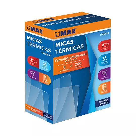 Mica Térmica marca MAE tamaño 8.0 x 11.5 cm 8 milésimas
