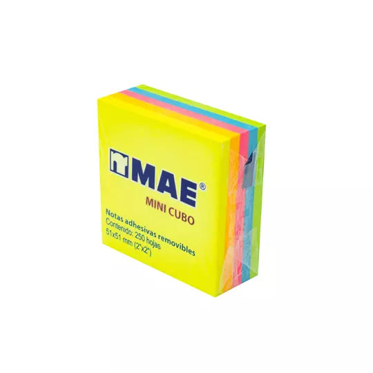 Notas Adhesivas MAE neón 2x2 pul block c on 250 hojas de colores