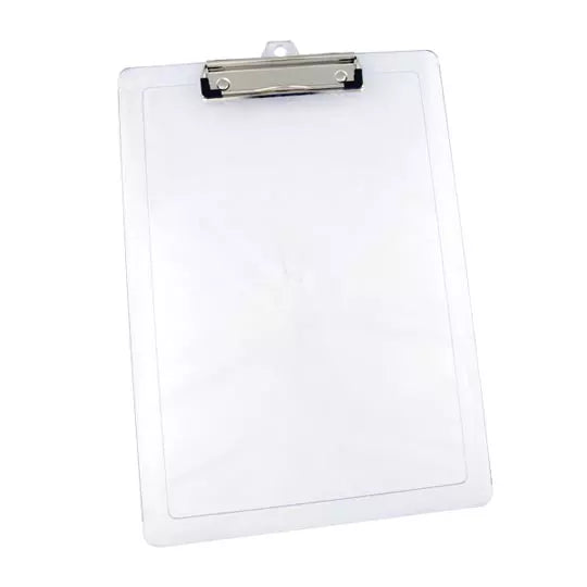 Tabla plastica carta/oficio transparente con gancho wire clip
