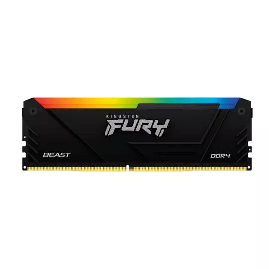 Kingston Fury Beast Black RGB DDR4, Memoria Gamer Para PC, Capacidad: 16GB, Frecuencia: 3200MT/s, Latencia: CL16, Factor de Forma: DIMM 288-Pin, Color: Negro / RGB, Numero de Parte: KF432C16BB2A/16