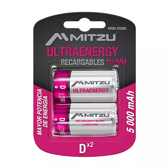 LM-Pila recargable MITZU Ultraenergy D N i-MH 5000 mAh, blíster con 2 pilas