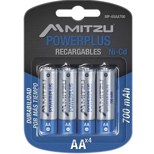 Pila recargable MITZU Power Plus AA Ni-C d 700 mAh, blíster con 4 pilas