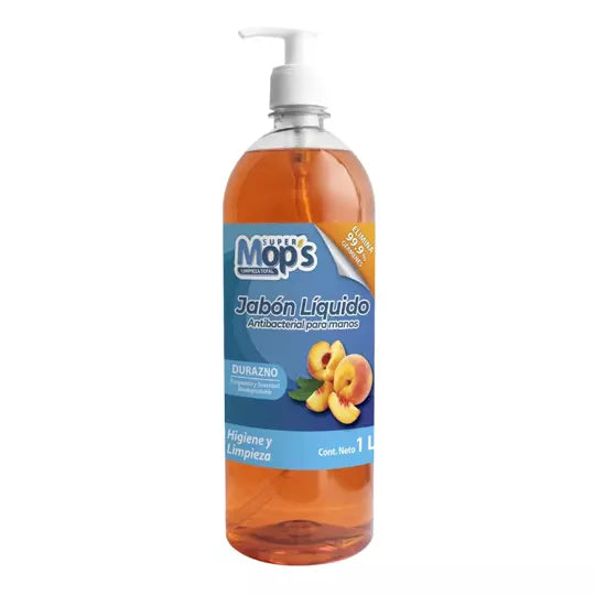Jabon para manos antibacterial Super mop s aroma durazno 1 Lt.