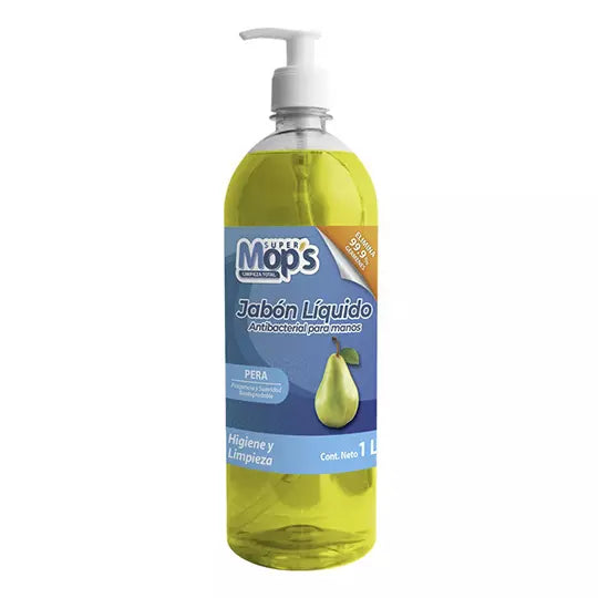 Jabón líquido manos antibacterial SUPERM OPS dulce aroma pera, dispensador 1 L