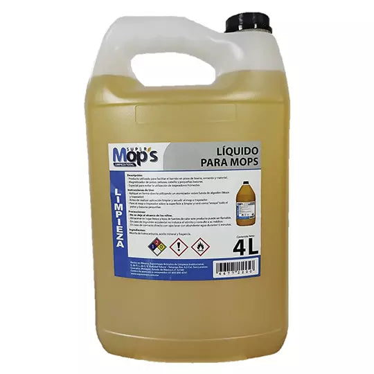 Líquido para mops SUPERMOPS, magnetizado r en barrido de basura, botella 4 litros