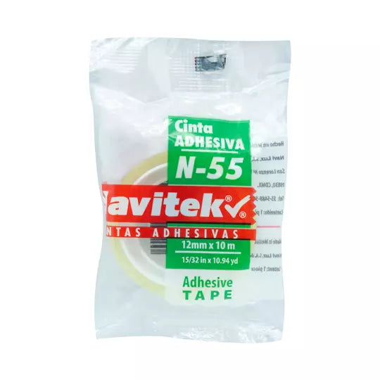 Cinta corte fácil N55 Navitek transparen te 12 mm x 10 m uso escolar/oficina
