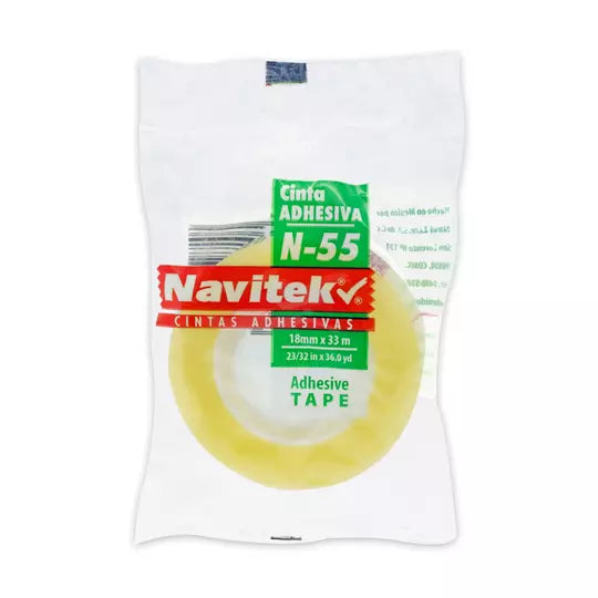 Cinta corte fácil N55 Navitek transparen te 18 mm x 33 m uso escolar/oficina